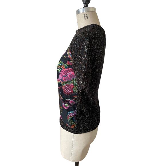 James Coviello Metallic Brocade & Woven Sweater Shirt Size Small - Picture 3 of 7